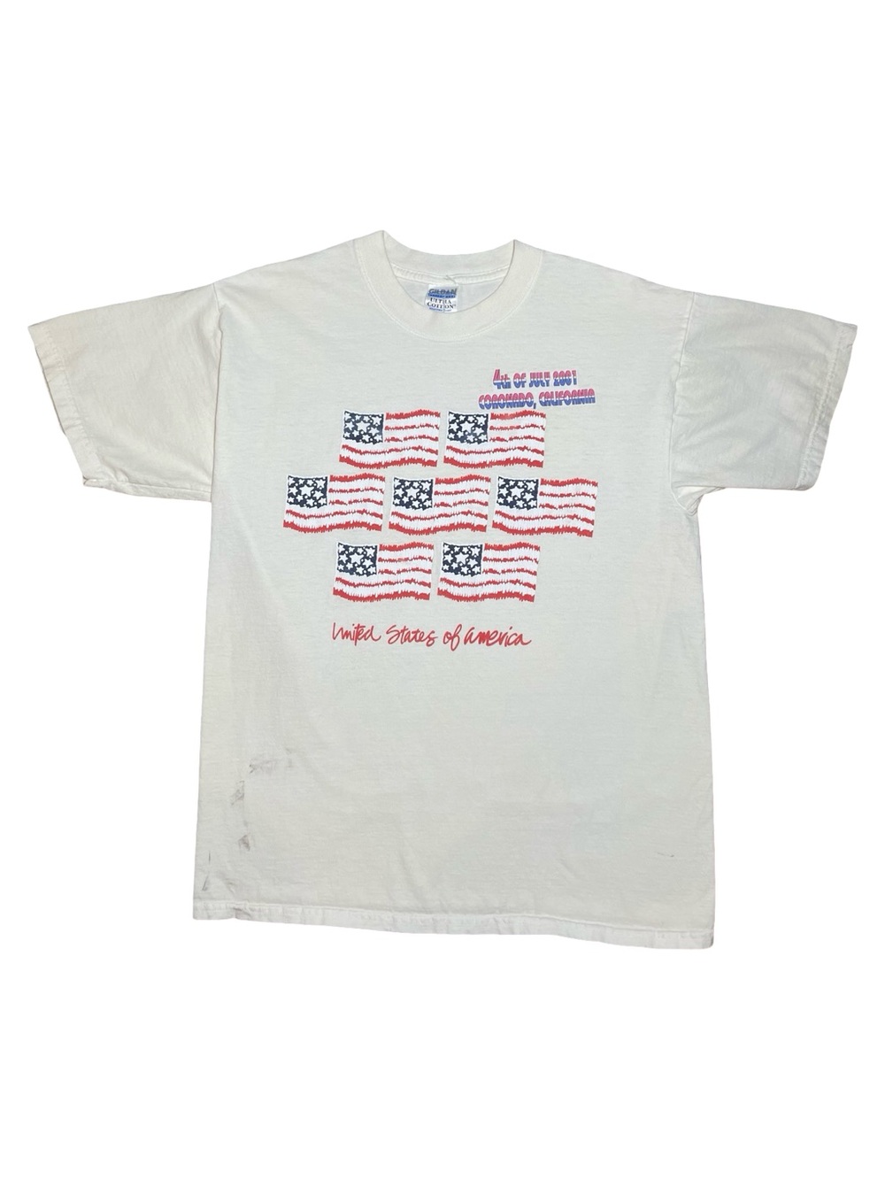 Vintage Y2K USA Flag 4th of July 2001 Coronado San Diego California Tee Shirt